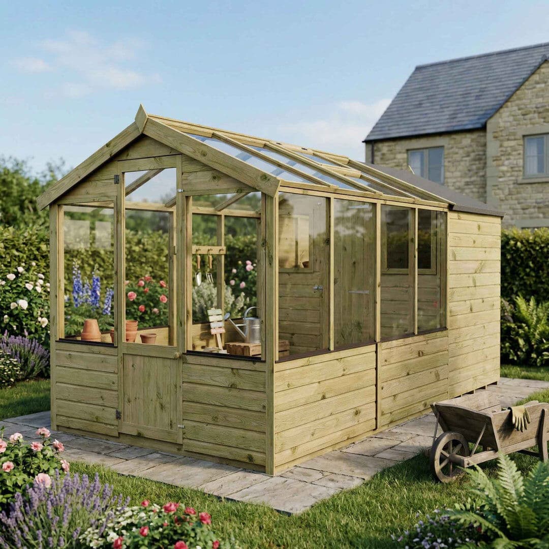 Mercia Garden Products Mercia 12 x 6ft Traditional Apex Greenhouse/Shed Combi 206cm H X 204cm W X 368cm D