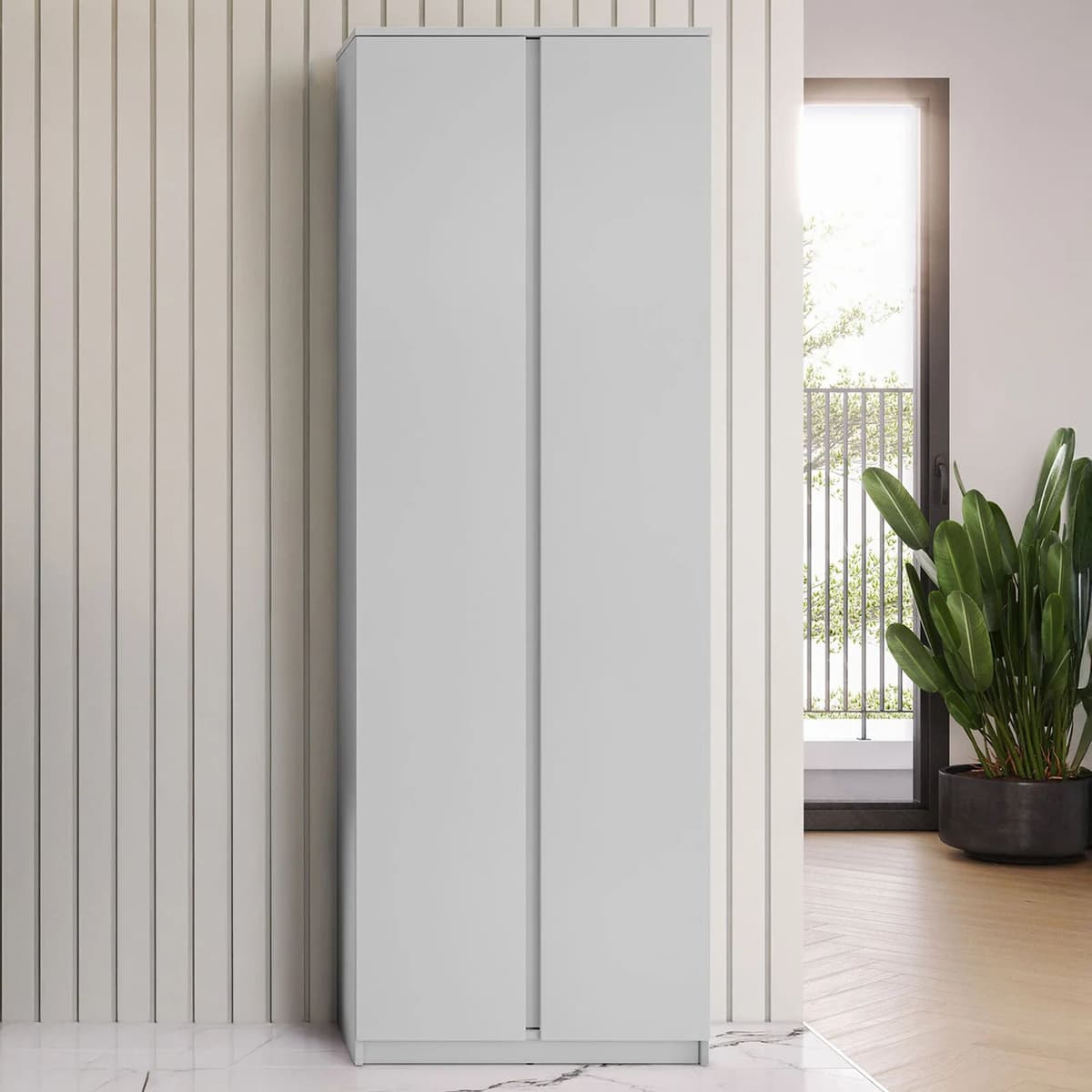 garneroarredamenti Mobile multiuso ingresso 69x200h cm appendiabiti grigio Accent