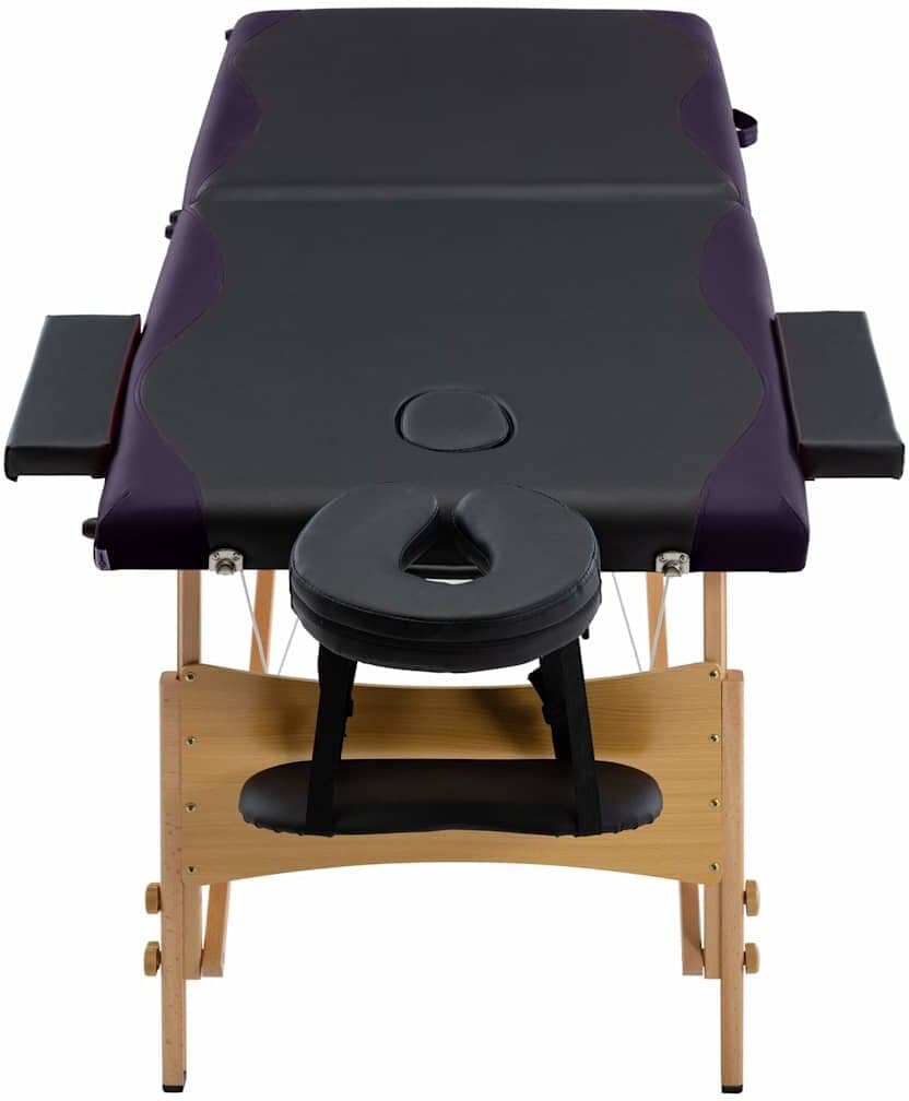 vidaXL Table de massage pliable 2 zones Bois Noir