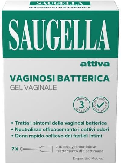 Saugella Attiva Vaginosi Batterica 7 Tubetti Monodose Rapido sollievo da Fastidi Intimi