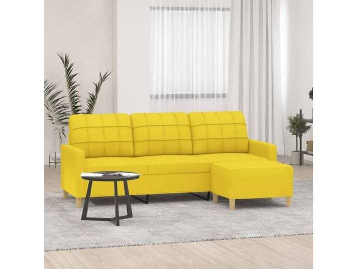 Canapé à 3 places avec repose-pieds Jaune clair 180 cm Tissu 3201006