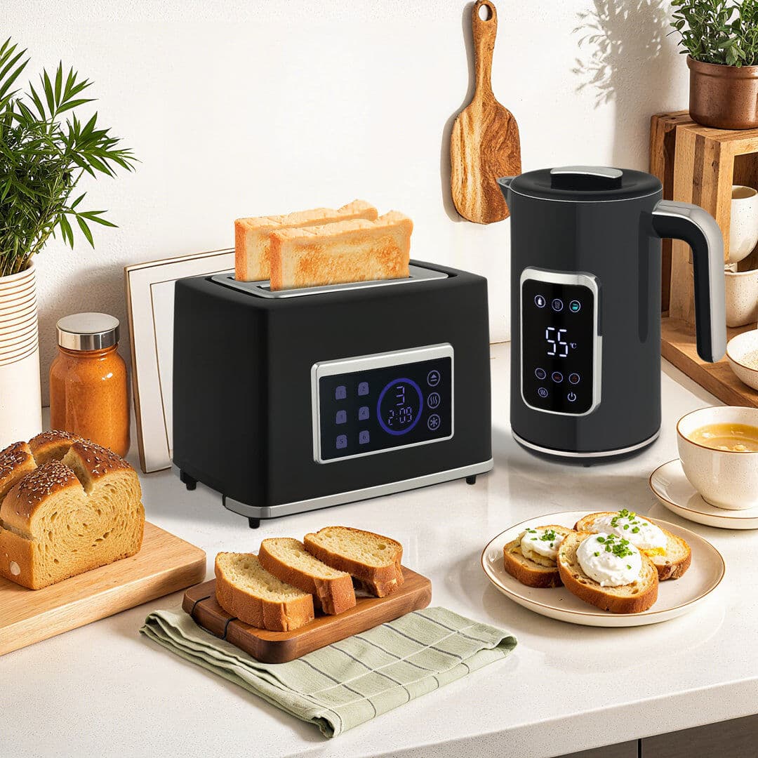 HOMCOM 1.7L 3000W Boil Kettle and Toaster Set Black/Silver 2 - Slice