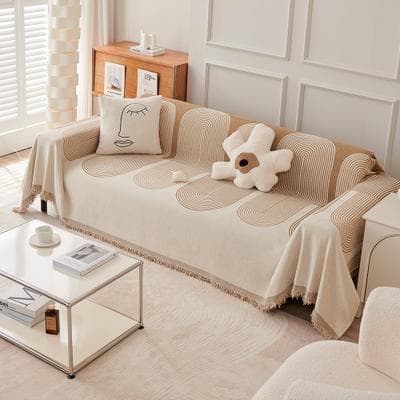 Shop Station Nordic Throw Blanket Sofa Cover With Tassels Soft Furniture Protector Couch Blanket For All Seasons beige 70.87 51.18 In