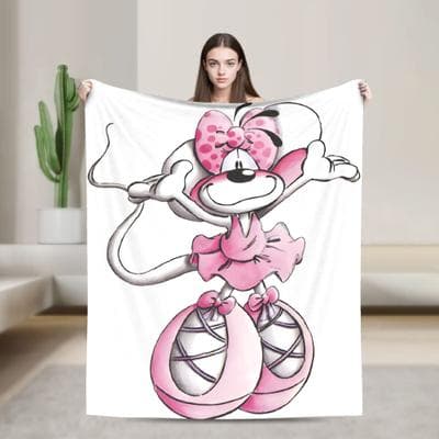 Shop Station Diddl Cartoon Flannel Throw Blanket Soft Plush Bed & Couch Blanket For Kids And Fans pink 29.92 40.16 In
