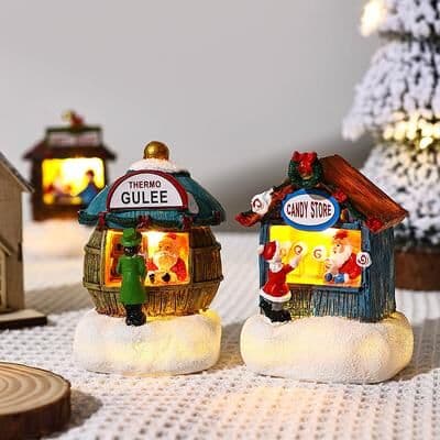 Modern Home Fixes Resin LED Micro Landscape Santa Claus, Christmas Desktop Decoration, Newest Christmas Gift Home Decoration, House Craft c