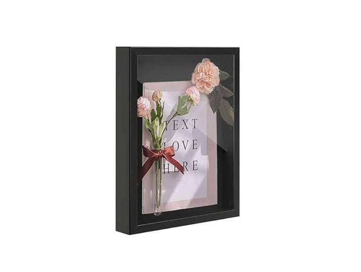 ACAZA Diepe Fotolijst 30x40 cm – met Glas voor Objecten – 3D Lijst voor Gedroogde Bloemen, Souvenirs en Boeket – Zwart Hout en Acrylglas– Vitrinelijst om te Vullen met een Diepte van 3,7 cm
