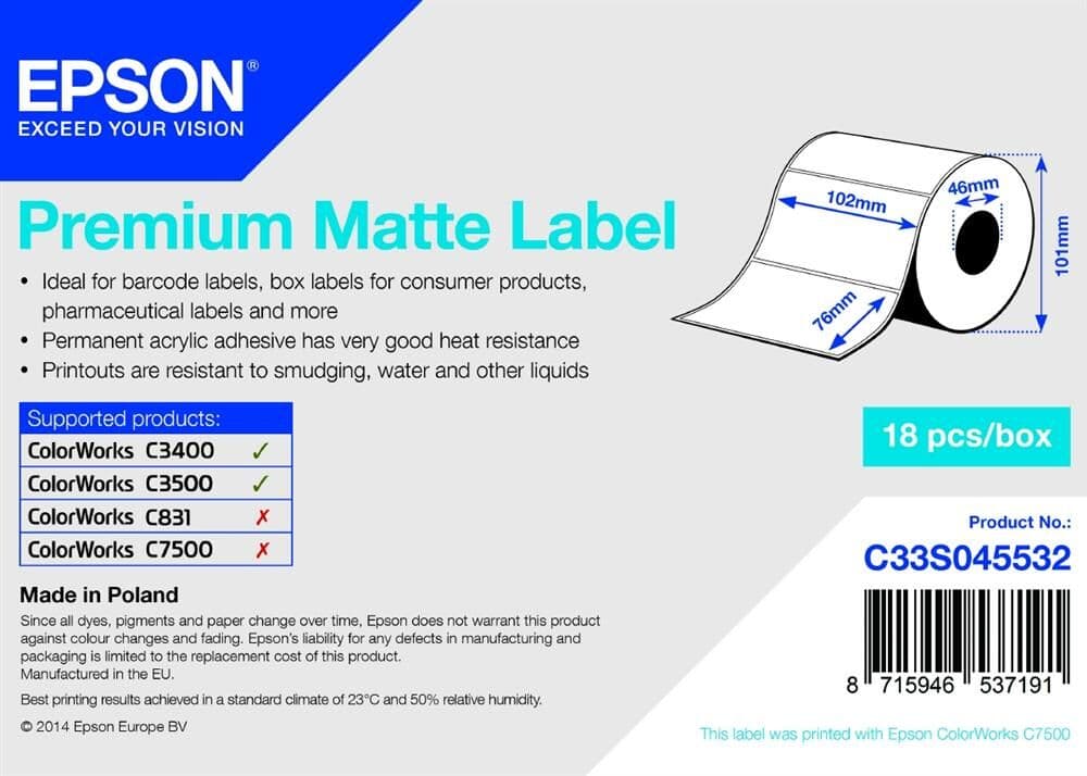 Epson S045532 prémium matt etikett (C33S045532)