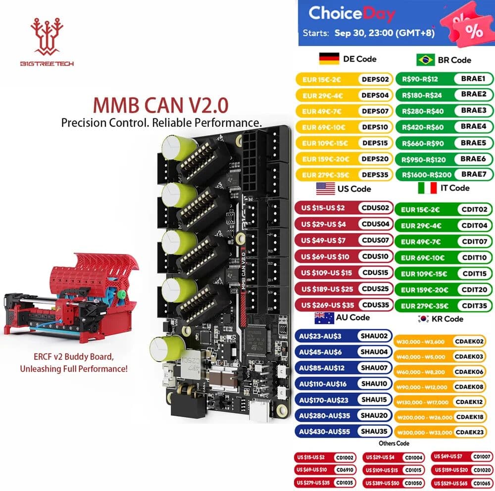 BIQU BIGTREETECH MMB CAN V2.0 Board STM32G0B1RET6 MCU Support EZ Drivers Klipper Precision Control ERCF V2 for Voron V2.4 DIY AMS