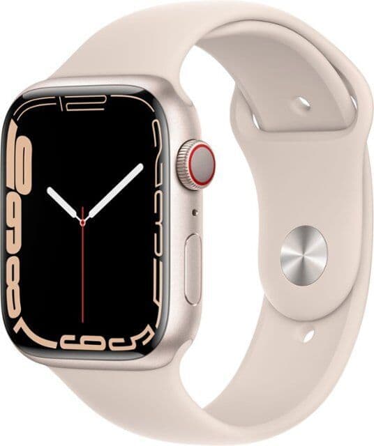 Apple Watch Series 7 Aluminium 41 mm (2021)   GPS + Cellular   Stjärnglans   Sportarmband Stjärnglans
