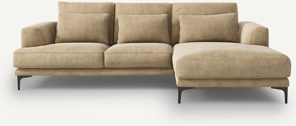AM.PM Canapé d'angle droit velours stonewashed, Marsile