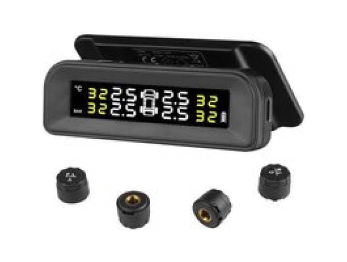 VEVOR RV-bandenspanningscontrolesysteem, 7,3-87 psi aanhangwagen-TPMS, universeel draadloos autoalarmsysteem, waterdichte TPMS-sensorkit met zonne-energieoplading, 4 sensoren, 5 alarmmodi
