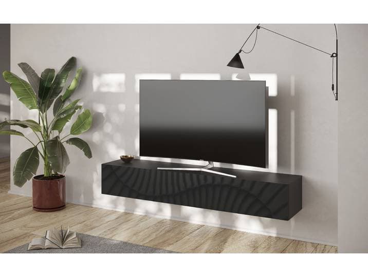 TV-Board GOODPRODUCT Snake, Schwebe-Lowboard, TV-Schrank, Media-Board, Breite 180 cm , schwarz (anthrazit mit siebdruck), B:180cm H:28cm T:30cm, Sideboards, TV-Board, mit Siebdruck-Front, 1 Klappe, wandhängend, stilvoll & funktional
