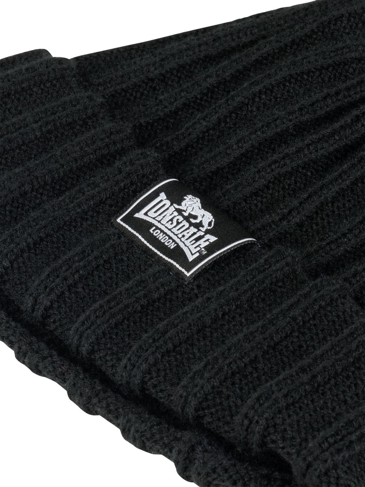 Beanie LONSDALE "ACOMB", Herren, Gr. L/XL, schwarz, Obermaterial: 100% Polyacryl, Mützen Beanie schwarz L/XL