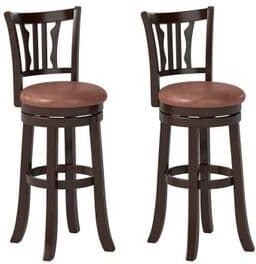 Costway Counter Height Swivel Bar Stools Set of 2 with Back and Solid Rubber Frame-29