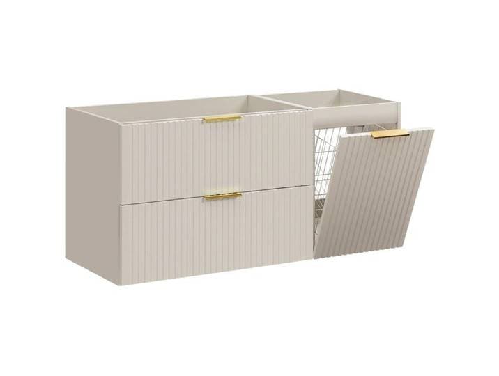 Meuble suspendu sous vasque avec panier à linge ADEL CACHEMIRE 120 cm