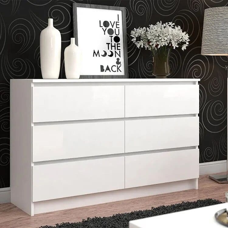 garneroarredamenti Cassettiera 120x77h cm moderna 6 cassetti bianco Living