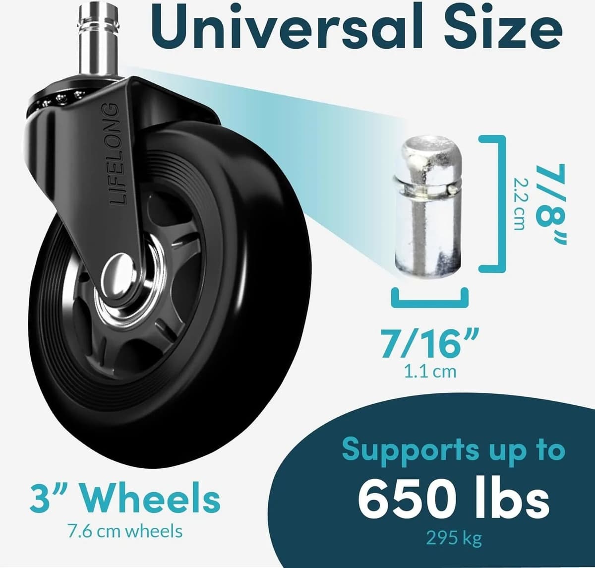NONE Office Chair Wheels Replacement Set of 5 - NO MORE CHAIR MATS - Office Chair Casters for HARDWOOD FLOORS - Smooth Rolling