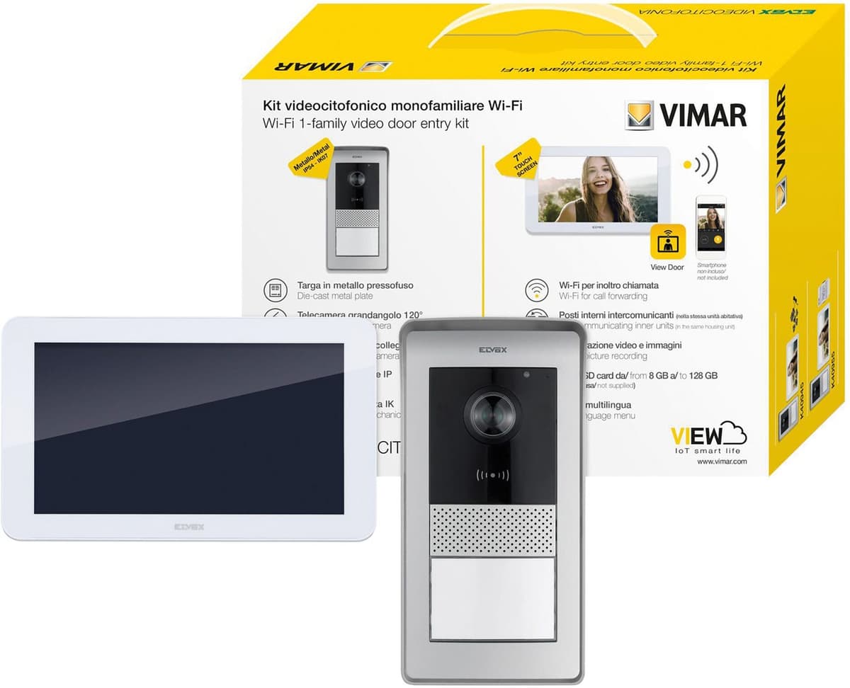 Vimar KIT VIDEOCITOFONICO MONOFAMILIARE WI-FI  K42955 A 2 FILI MONITOR 7" CON RFID