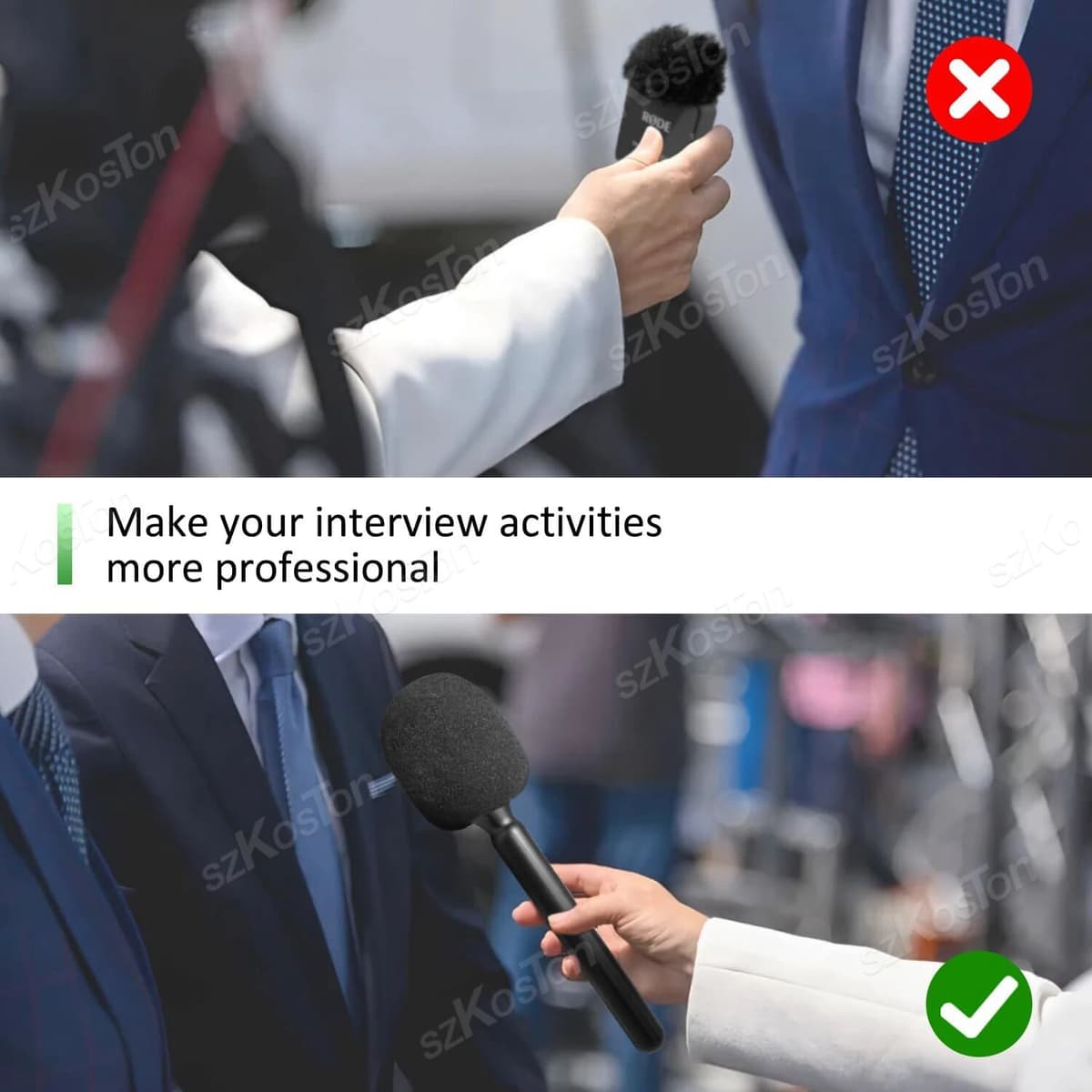SZKOSTON Wireless Lavalier Microphone Handheld Pole Set for DJI Rode Wireless GO Mic with Portable Storage Bag for Vlog Interview Report