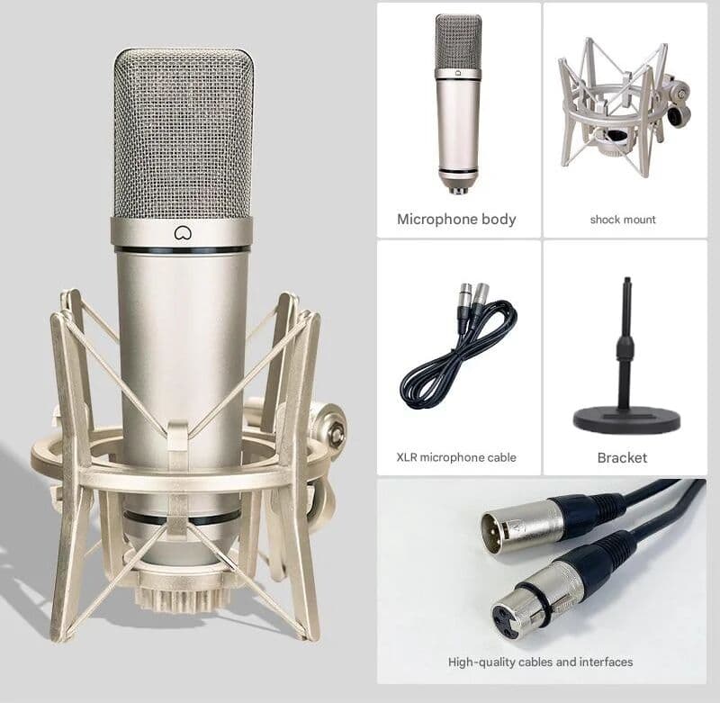 AIZISONG U87 XLR Condenser Microphone Professional Cardioid Studio Mic for Studio Recording and Live Performance