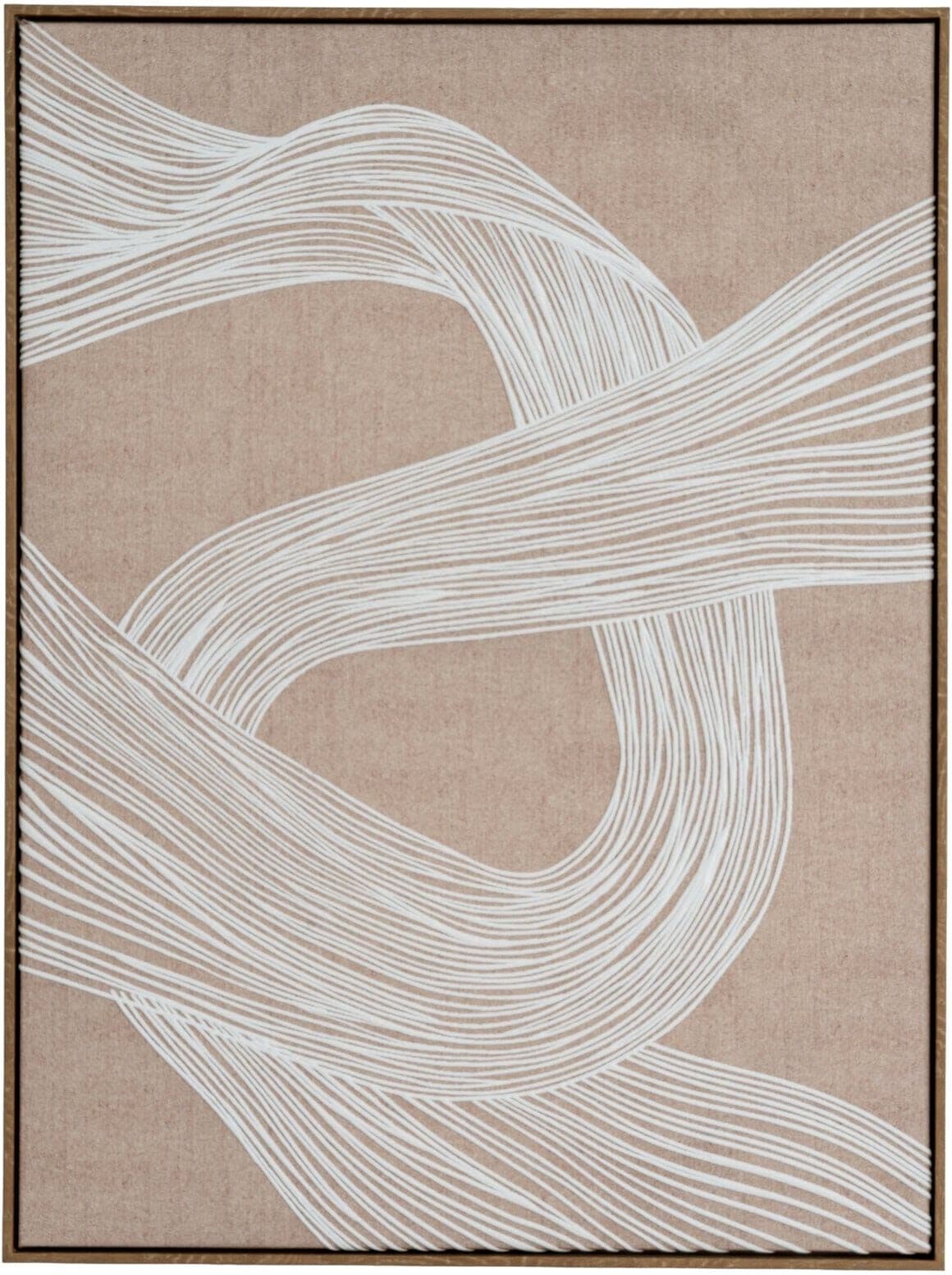 Clay Neutral Abstract Line Art Framed Canvas Wall Art- I