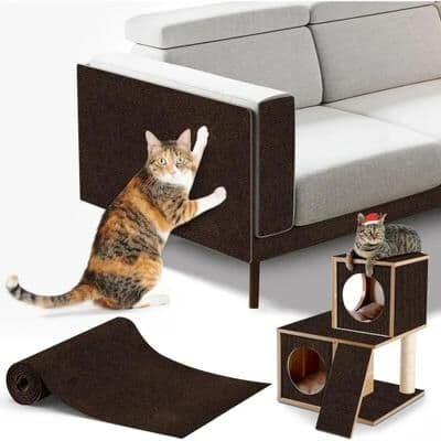 Inspired Living Trimmable Cat Scratch Mat And Self Adhesive Furniture Protector brown 15.74in X 78.74in