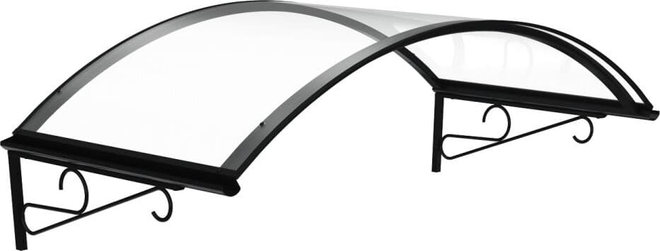 fenetre24.com Marquise de porte Redon, marquise incurvée, en aluminium et polycarbonate solide, anthracite, avec gouttière d’évacuation, configuration personnalisée