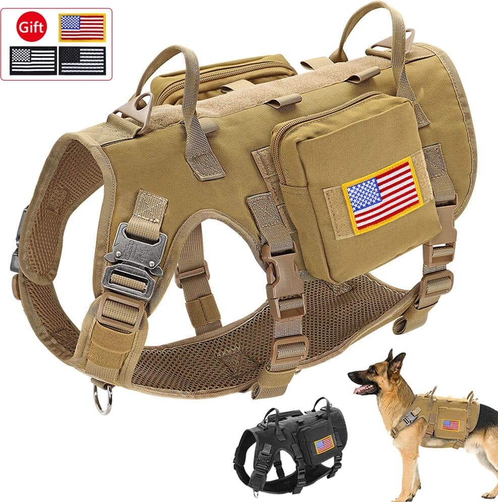 Didog Durable Tactical Military Dog Harness Strong Nylon Pet Vest Working Dog Training Harness With 2 Bag 3 Flag For Small Large Dogs