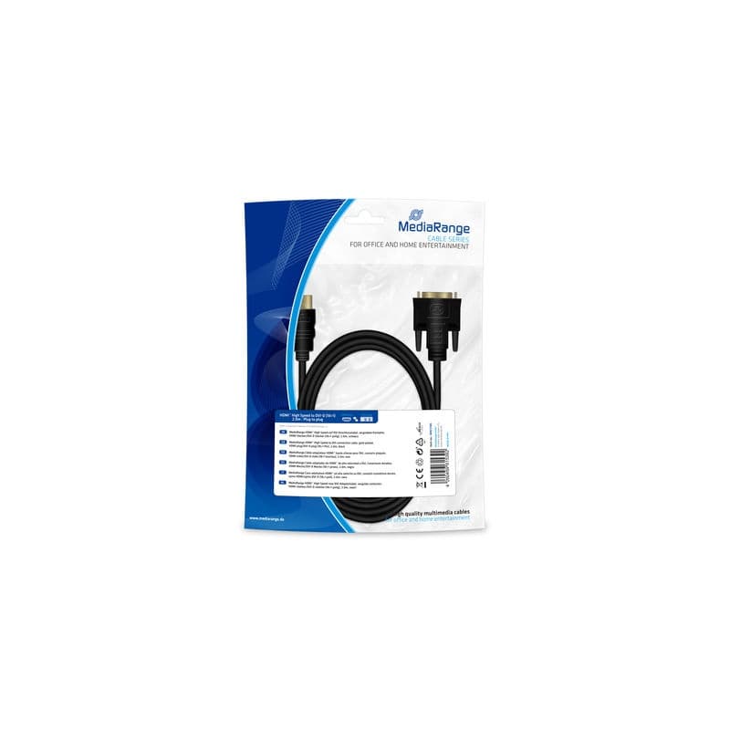 MediaRange Cable HDMI Male - DVI-D Male Gold Plated 2m Black MRCS185