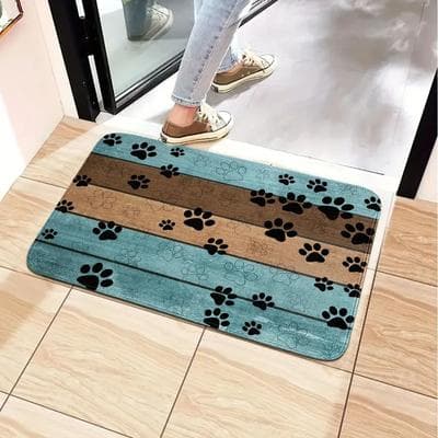 Inspire Essentials Cat Paw Print Doormat Absorbent Non Slip Floor Rug For Home 2 60x90cm
