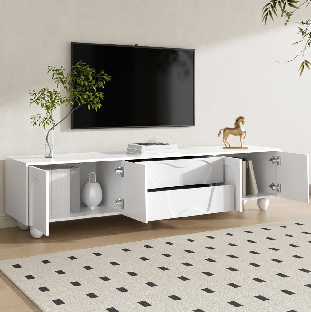 OKWISH Mueble tv blanco de tablero de partículas con cajones 180x40x42 cm