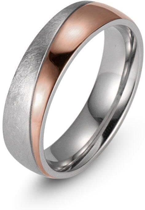 Trauring FIRETTI "Schmuck Geschenk "LIEBE" mit Vertiefung, ca. 7,0mm breit" Gr. 66, rosa (edelstahlfarben, roségoldfarben), Fingerringe, Damen, 66, Edelstahl, 7mm, Trauring edelstahlfarben, roségoldfarben 66, Edelstahl, 7mm