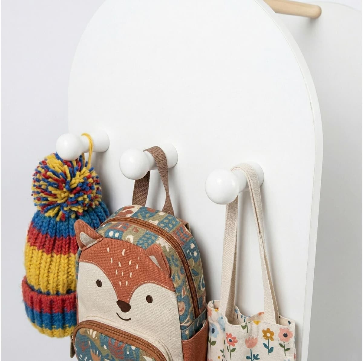 Garderobe RELAXDAYS "mit Stoffbox", Baby, Gr. B/H/T: 97cm x 108cm x 35cm, weiss (schwarz, weiß), MDF, Vlies, Garderobenpaneele Garderobe schwarz, weiß B/H/T: 97cm x 108cm x 35cm