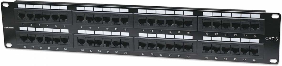 Manhattan Patch panel - CAT6 UTP patch panel, 48 portos, 2U, Fekete PC