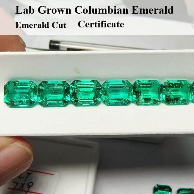 CHAOPAIZHIWU Lab Grown Columbia Emerald Natural Color Emerald Cut for Charms Jewelry Making Ring Necklace Earrings Main Materials Certificate