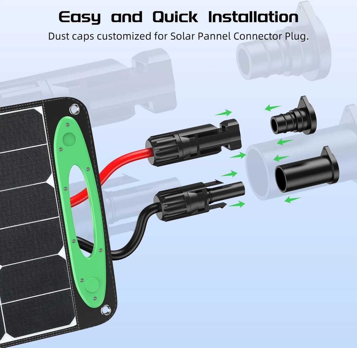NONE 100 Pairs Solar Connector Caps IP68 Waterproof Dustproof Sealing Covers Male & Female Protective Caps for PV Solar Panel Cable