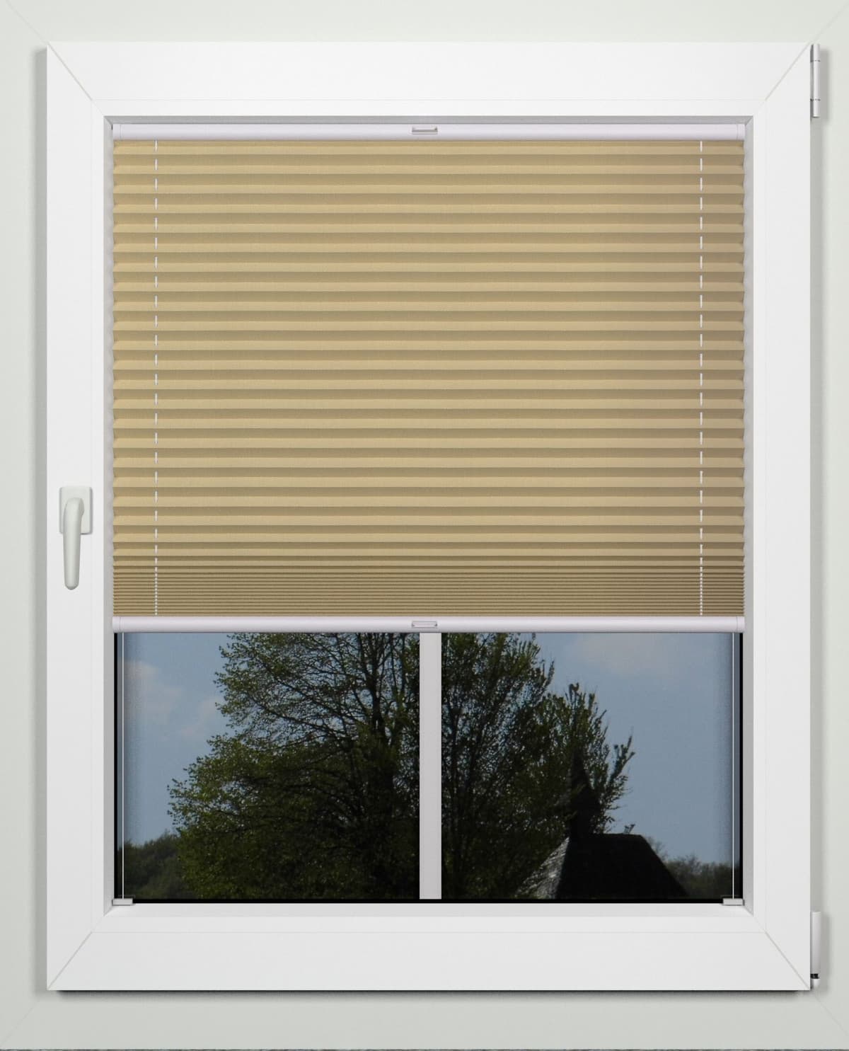 Plissee INDEKO "simple, mit Bohren, nach Maß, verspannt", braun (lattemacciato, weiß), B:46cm H:170cm, Obermaterial: 94% Polyester, 6% sonstige Fasern, Plissees, nach Maß