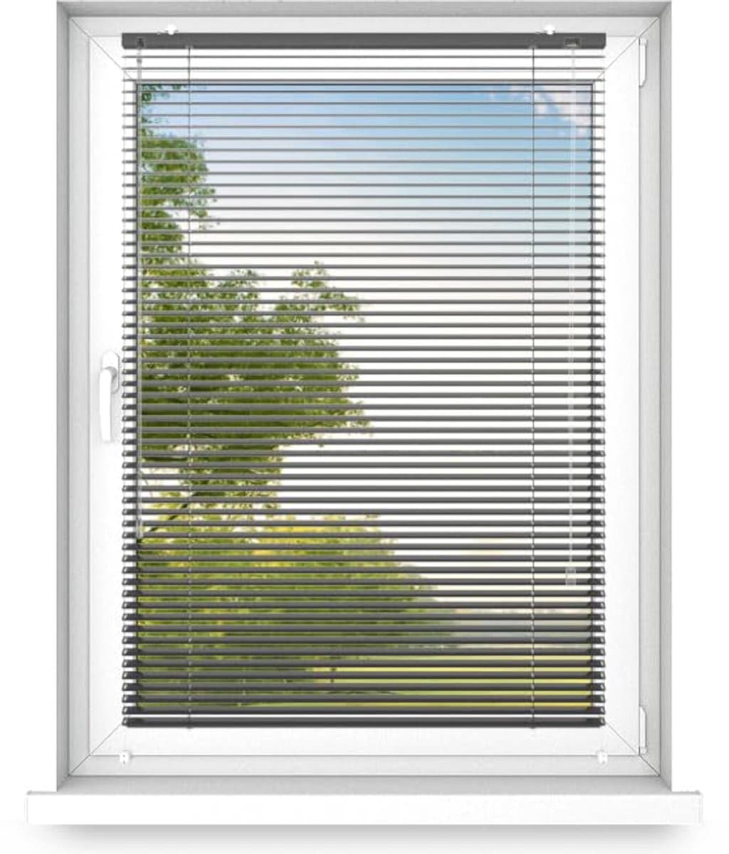 Time4blinds Binnenjaloezieën Zonder Boren - Aluminium - Glanzend zwart - Rechts - B: 90 cm, H: 300 cm