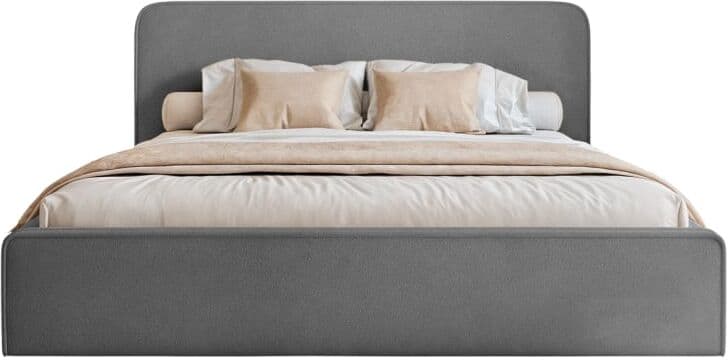 Fedve Lit à coussins en tissu chenille 200x200 cm, Gris Taupe 240x82x218cm