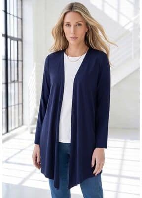 Plus Size Women's Ultra Drape Cardigan by Roaman's in Navy (Size 12)