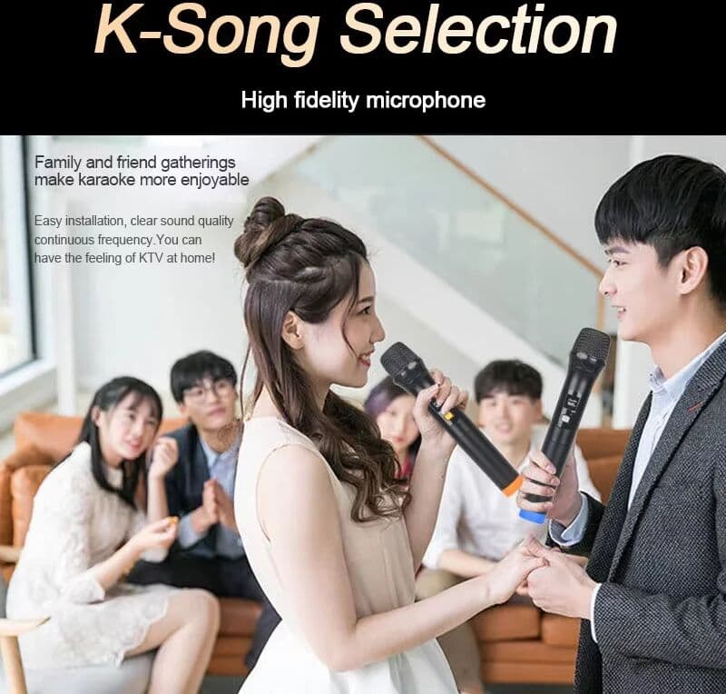 KEBIDUMEI 2.4G Wireless Microphone UHF Fixed Frequency 2 Channels Handheld Mic For Karaoke Live Wedding Party Meeting