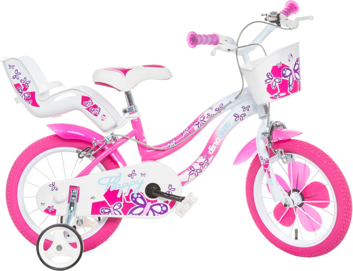 Kinderfahrrad DINO BIKES "16" Flappy Kinderfahrrad Mädchen Freilauf 4–7 Jahre Stützräder", pink, Fahrräder, Kinder, 28cm, 16 Zoll (40,64cm), Kinderfahrrad, mit Stützrädern, Korb und Puppensitz pink 28cm, 16 Zoll (40,64cm)