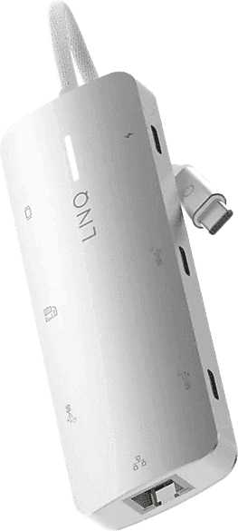 Hub - Linq ProConnect 8in1, Lector de tarjetas, Carga rápida 140W, Blanco