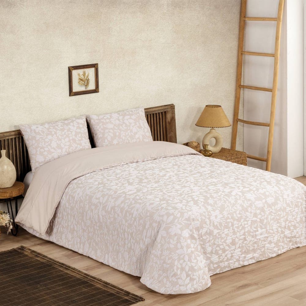 Manterol Edredón jacquard jardín floral beige - CAMA 180cm