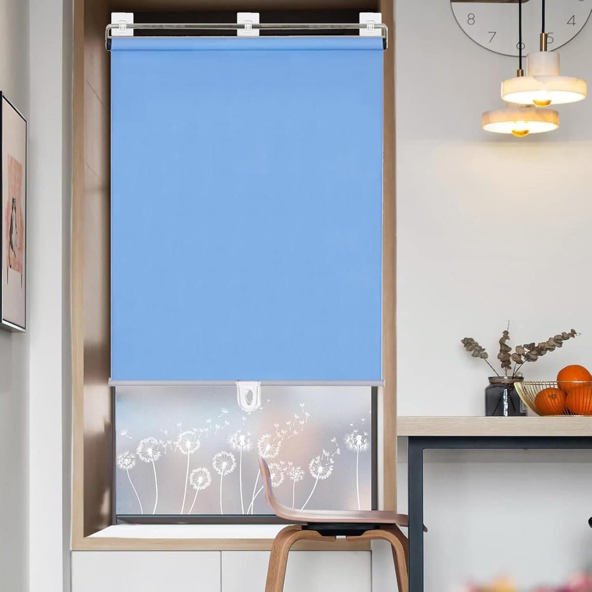 Blauw Rolgordijn voor Privacy - Zonder Boren te Monteren - 100 x 150 cm