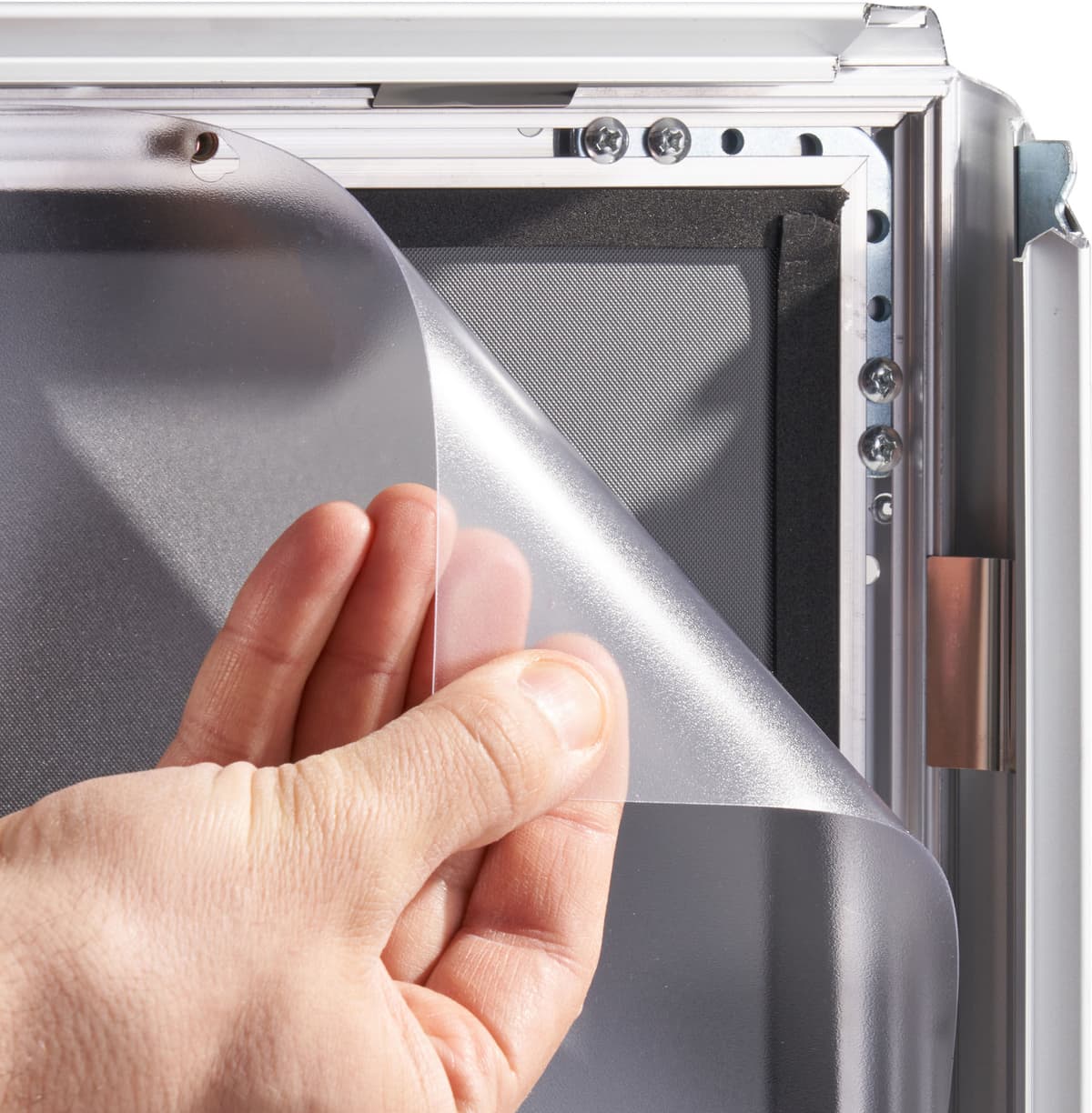 SPRINTIS 1 Marco abatible para contenido A1, aluminio, impermeable, cierre con llave plata