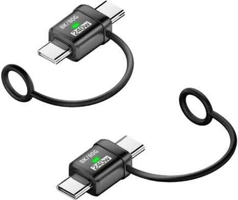 INF Adaptateur Type-C Mâle à Mâle 2-Pack : Charge 240W et Transfert de Données 120Gbps Le noir