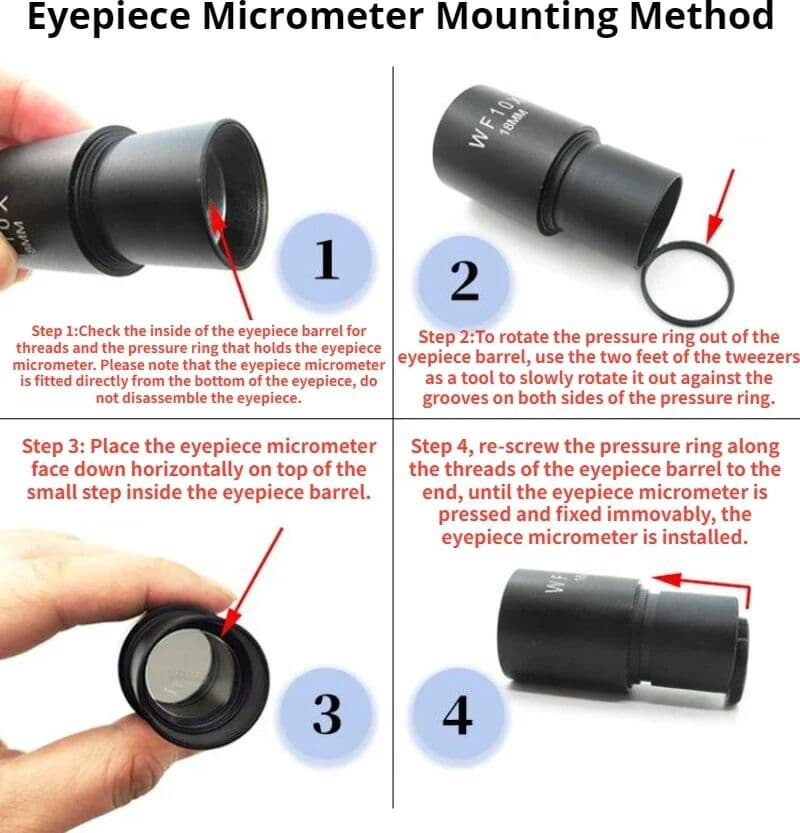 Kimoodar 1PC Microscope Eyepiece Dividing Plate Grid Micrometer Cross Scale Eyepiece Micrometer Grid with Measurements