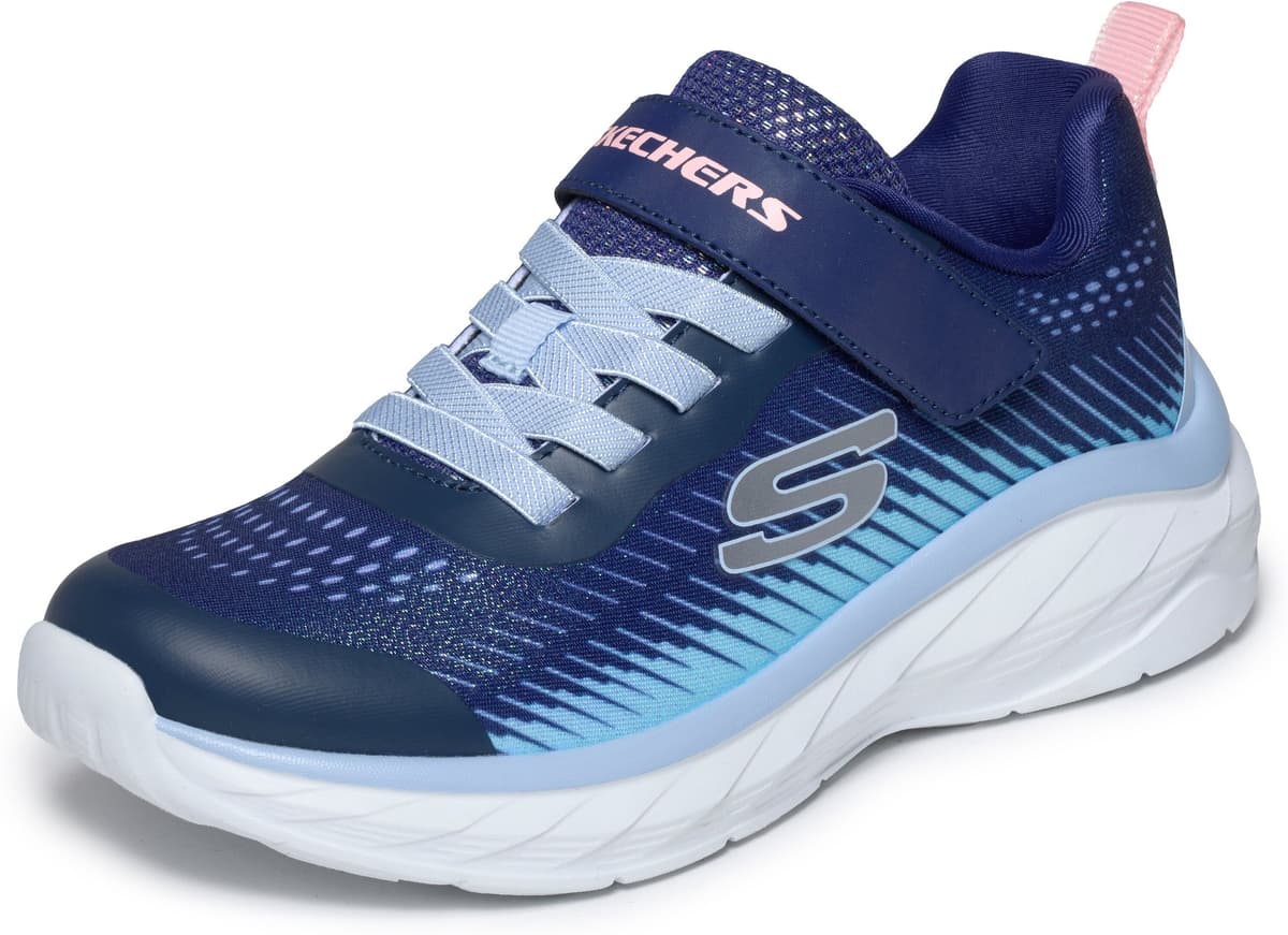 Sneaker SKECHERS "BOUNDLESS", Mädchen, Gr. 34, atmungsaktiv, navy, multi, Textil, Schuhe Sneaker, Freizeitschuh mit Klett, Größenschablone zum Download