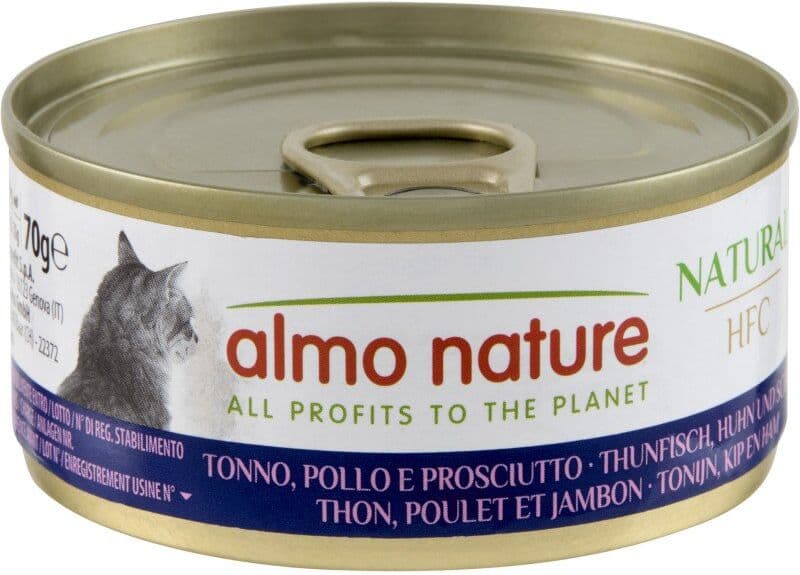 Almo Nature HFC Natural Cat Tonno Pollo e Prosciutto 70 g Alimento Umido per Gatti Adulti